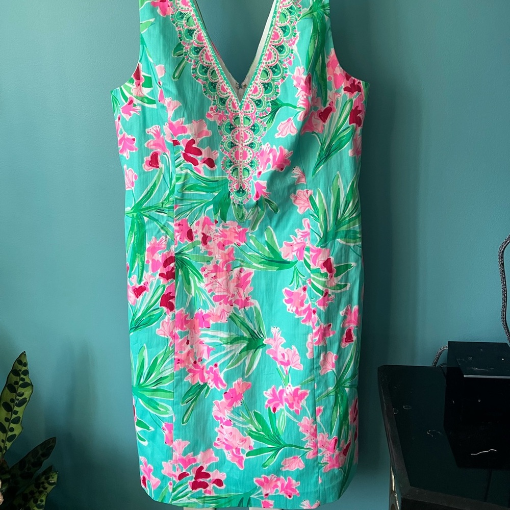 NWT Lilly Pulitzer size 14 Veya Stretch Shift in Agua Al Fresco - Picture 3 of 5